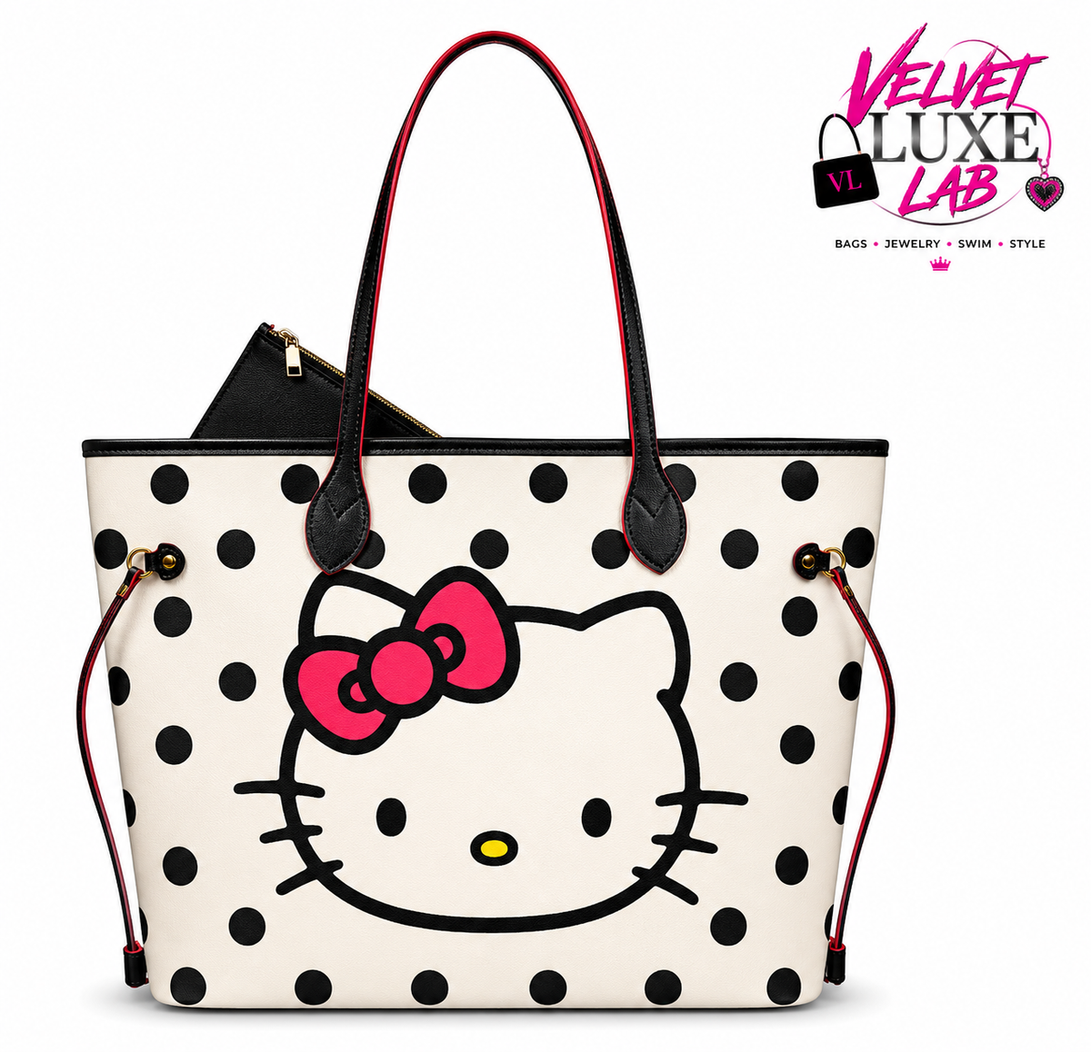 Poka Dot kitty tote bag